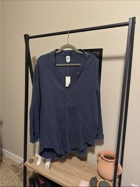 NWT | VICI Navy Blue Long Sleeve Button Front Tunic Dress
